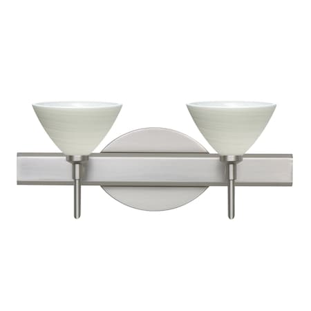 Besa Lighting Domi Vanity, Chalk, Satin Nickel Finish, 2x40W Halogen 2SW-1743KR-SN
